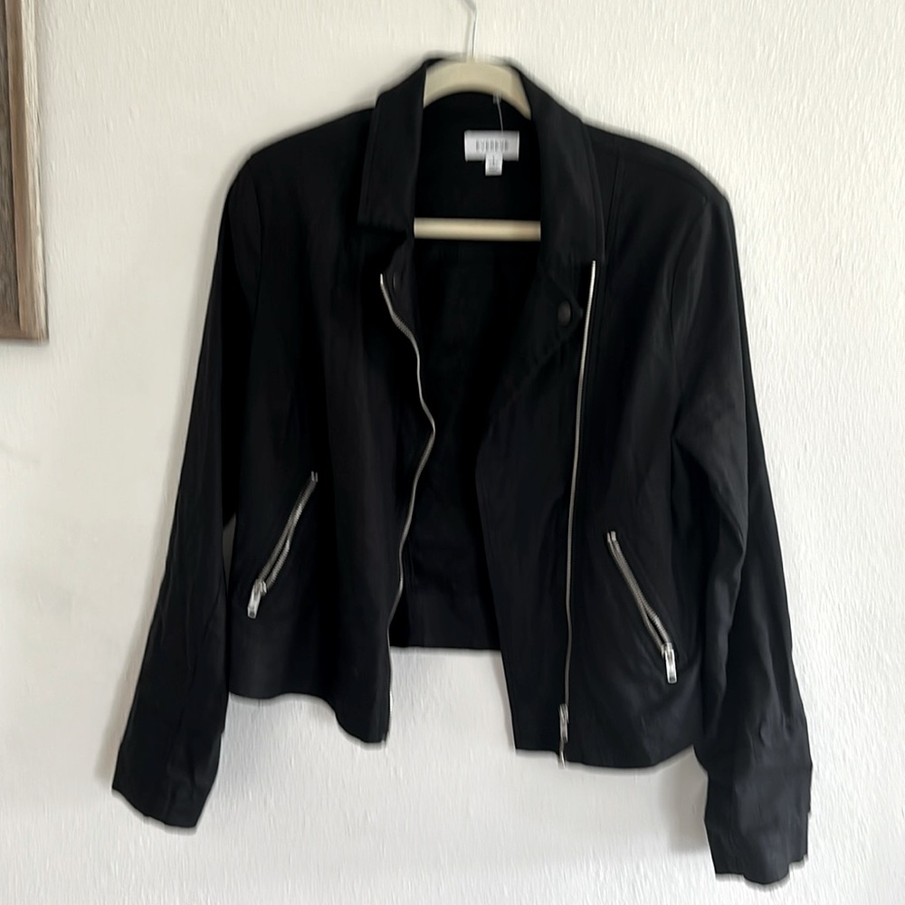 Evereve Jagger Moto Jacket in black.
